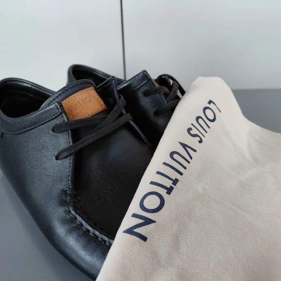 Louis Vuitton Black Veau Soie Leather Loafers Shoes - Picture 13 of 16